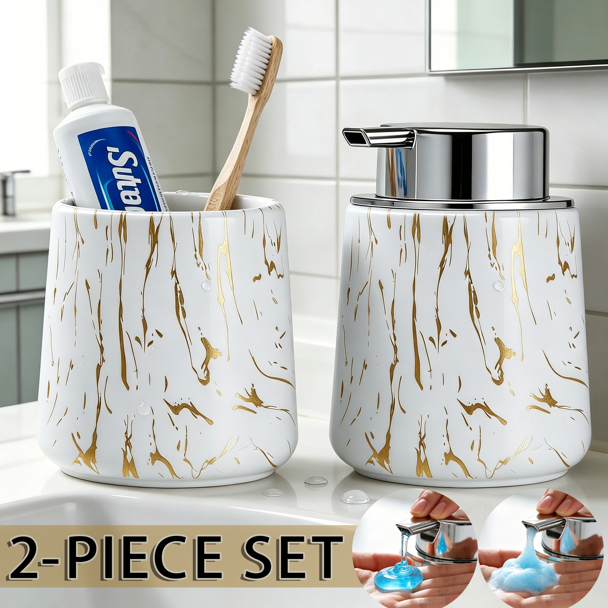 Meal Prep Organizer - Elegant Bathroom Foam Soap Dispenser and