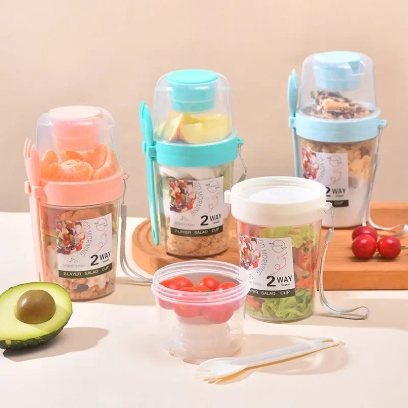 Meal Preparation - Portable Salad Cup Double Oatmeal Cup