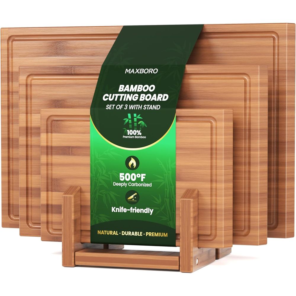 Meal Prep Recipes - Triple-Sided Bamboo Chopping Board Set with