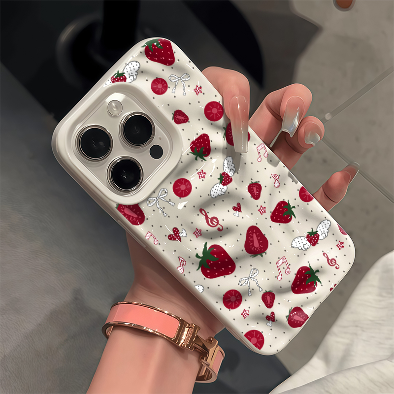Cute 3D Wrinkle Case For iPhon - Strawberry Huller บทวิจารณ์และราคา