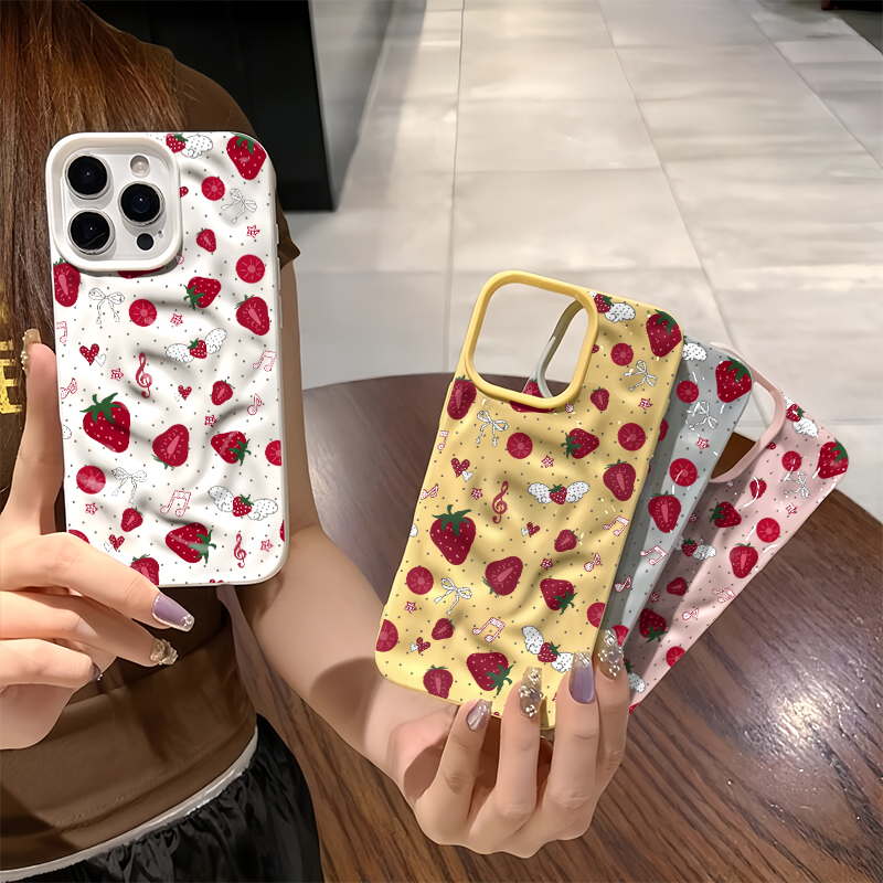 Cute 3D Wrinkle Case For iPhon - Strawberry Huller บทวิจารณ์และราคา