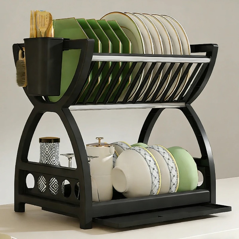 2 Tier Dish Drying Rack Kitche - Meal Prep Organizer บทวิจารณ์และราคา