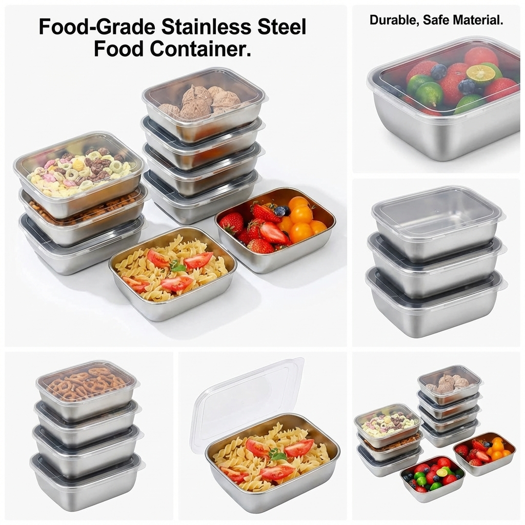 5PCS Stainless Steel Food Stor - Meal Prep Recipes บทวิจารณ์และราคา