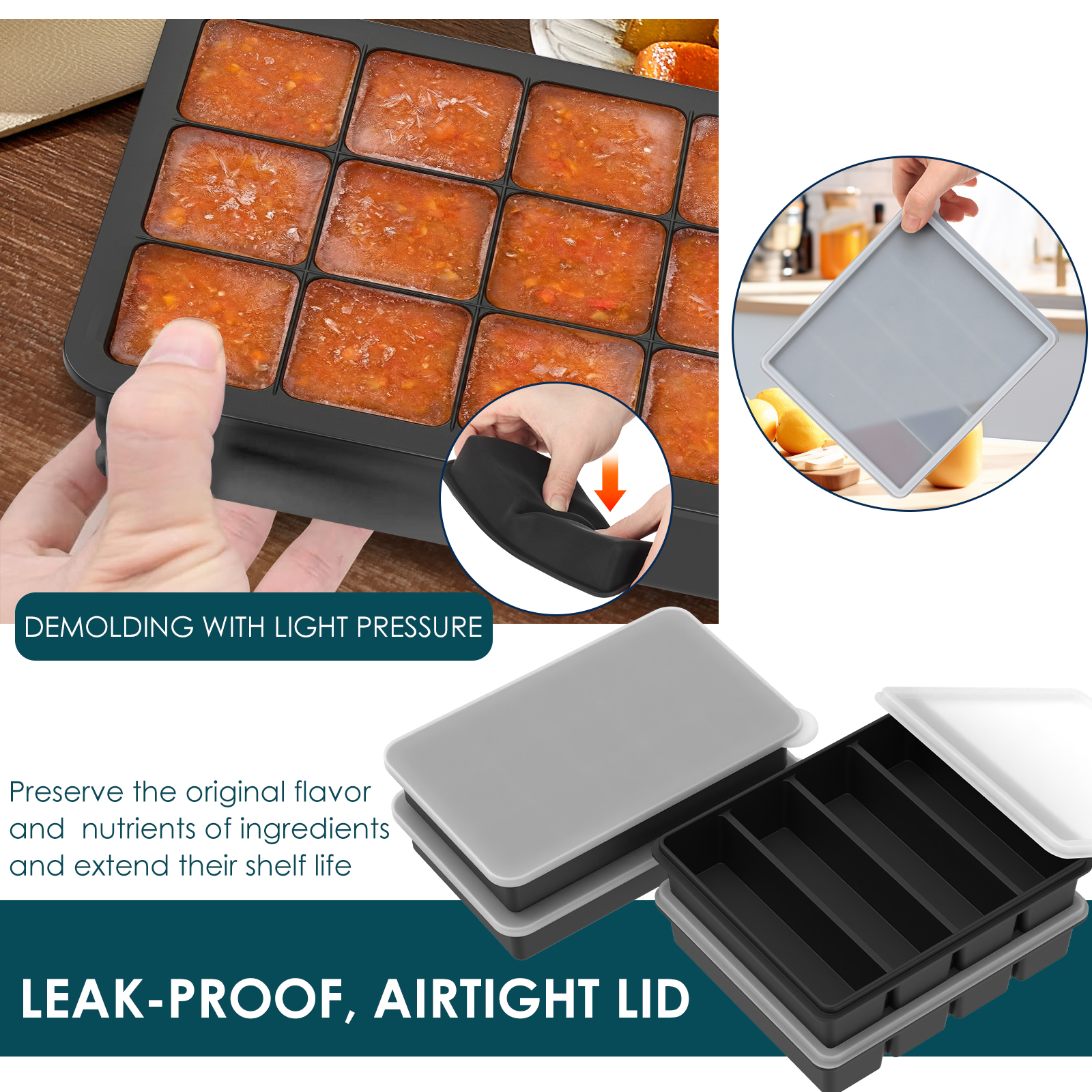 4 Pack Silicone Freezer Tray w - Meal Prep Recipes บทวิจารณ์และราคา