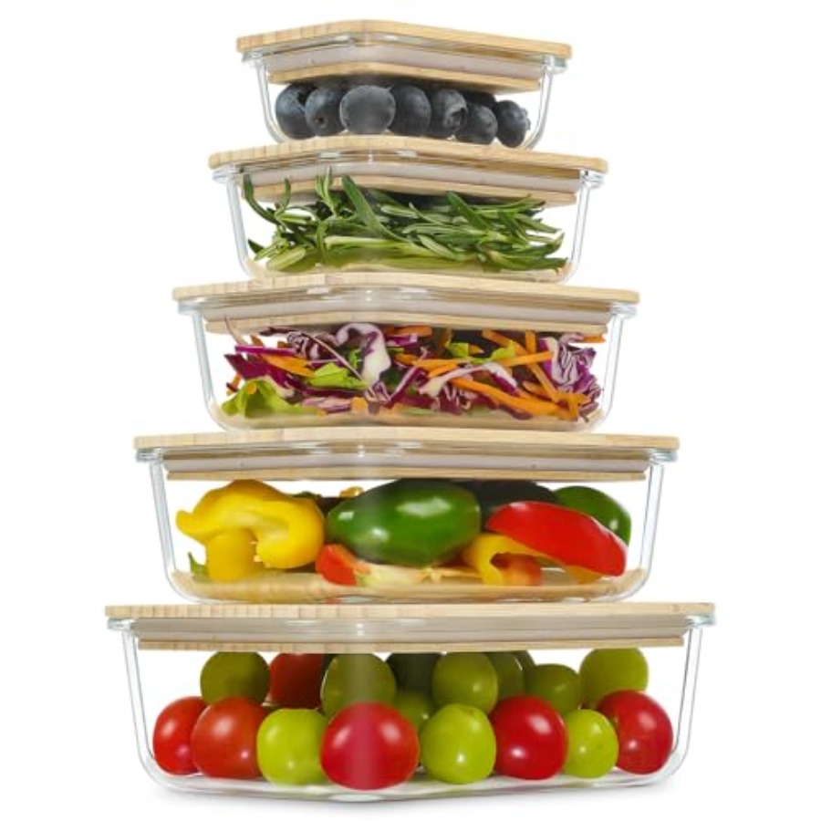 Glass Containers with Bamboo L - Meal Prep Organizer บทวิจารณ์และราคา