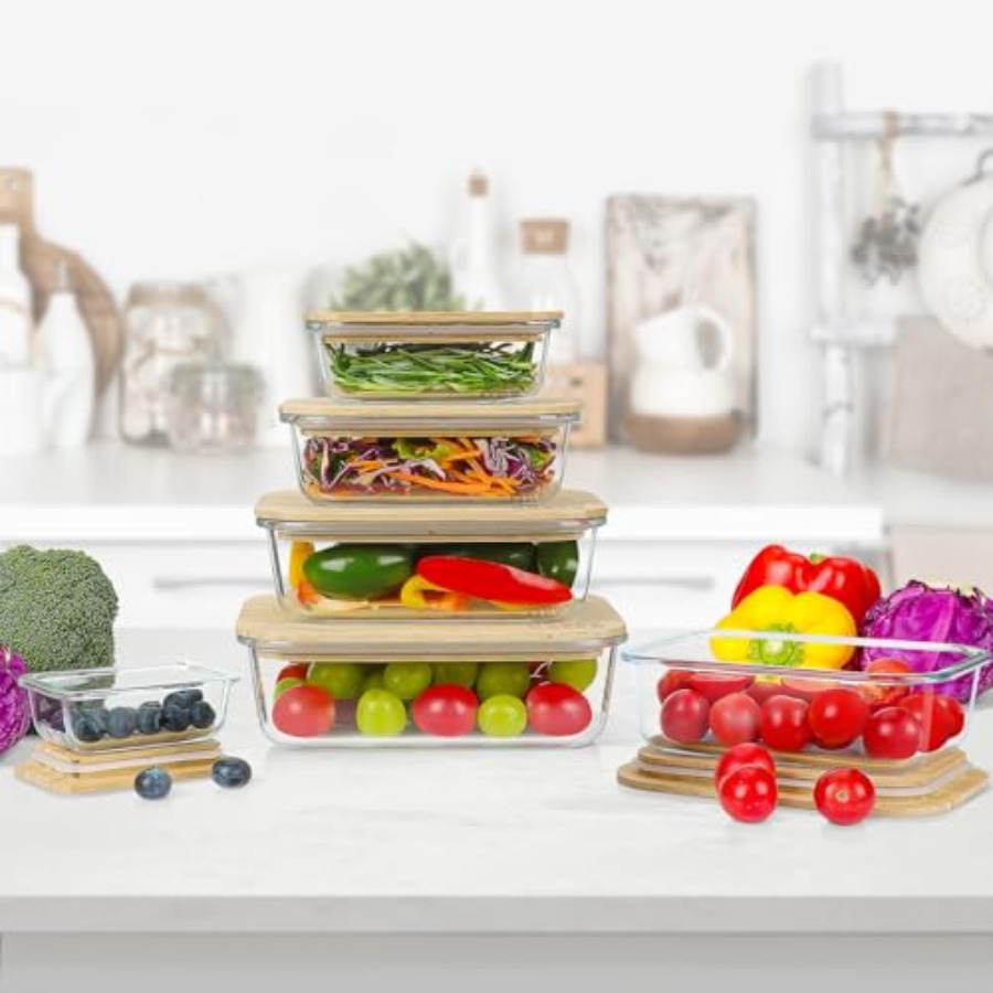 Glass Containers with Bamboo L - Meal Prep Organizer บทวิจารณ์และราคา