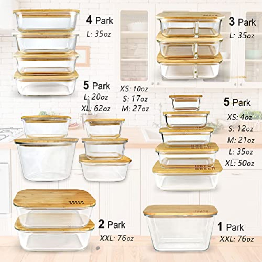 Glass Containers with Bamboo L - Meal Prep Organizer บทวิจารณ์และราคา