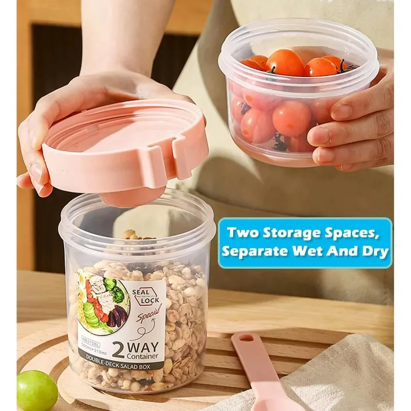 Portable Salad Cup Double Oatm - Meal Preparation บทวิจารณ์และราคา