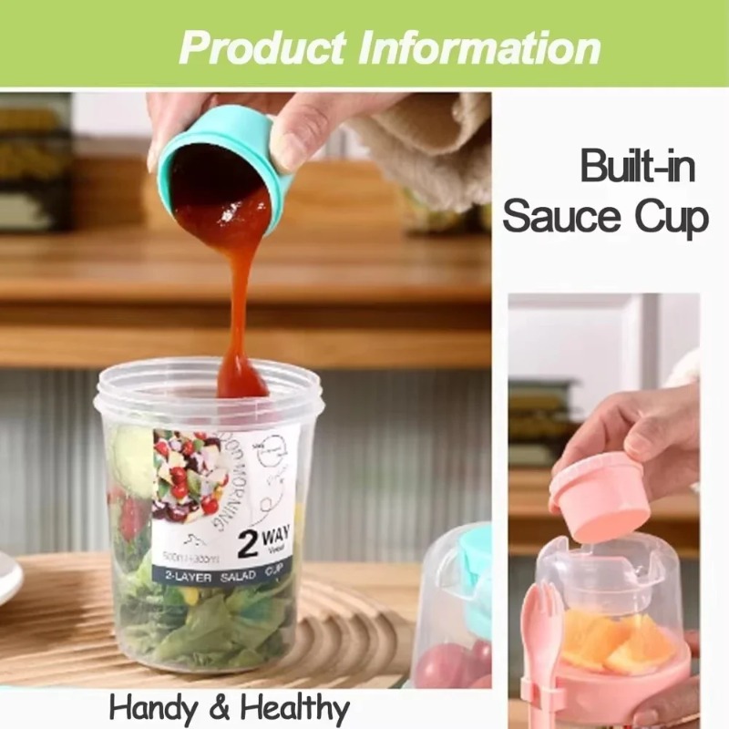Portable Salad Cup Double Oatm - Meal Preparation บทวิจารณ์และราคา
