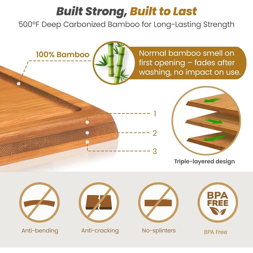 Triple-Sided Bamboo Chopping B - Meal Prep Recipes บทวิจารณ์และราคา