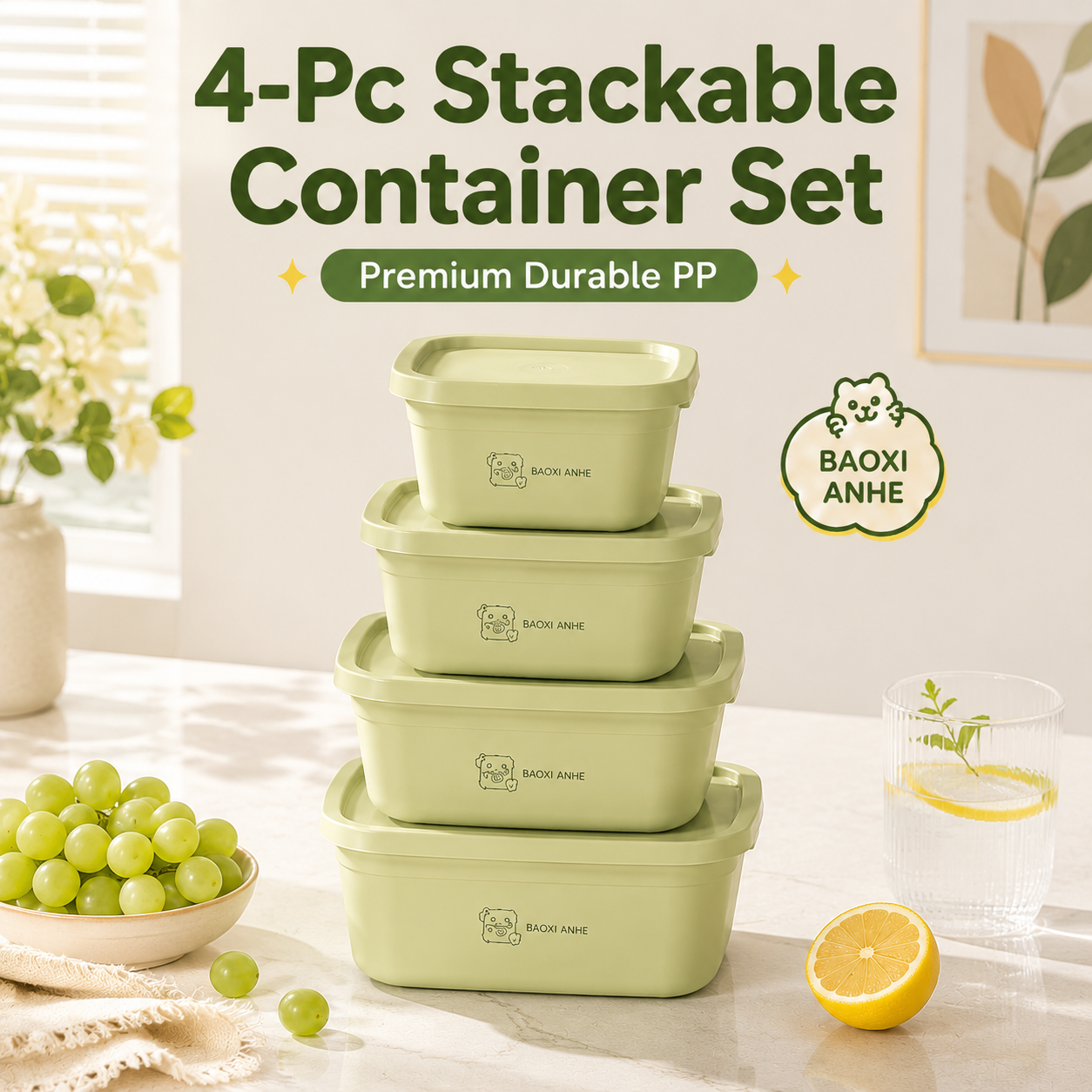 4Pcs Stackable Food Storage Co - Meal Prep Organizer บทวิจารณ์และราคา